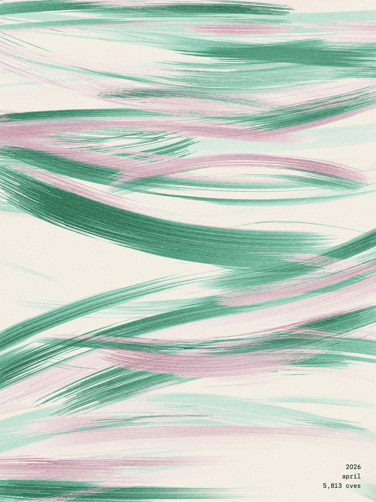 drybrush poster for april 2026, painted from 5,813 published cves
