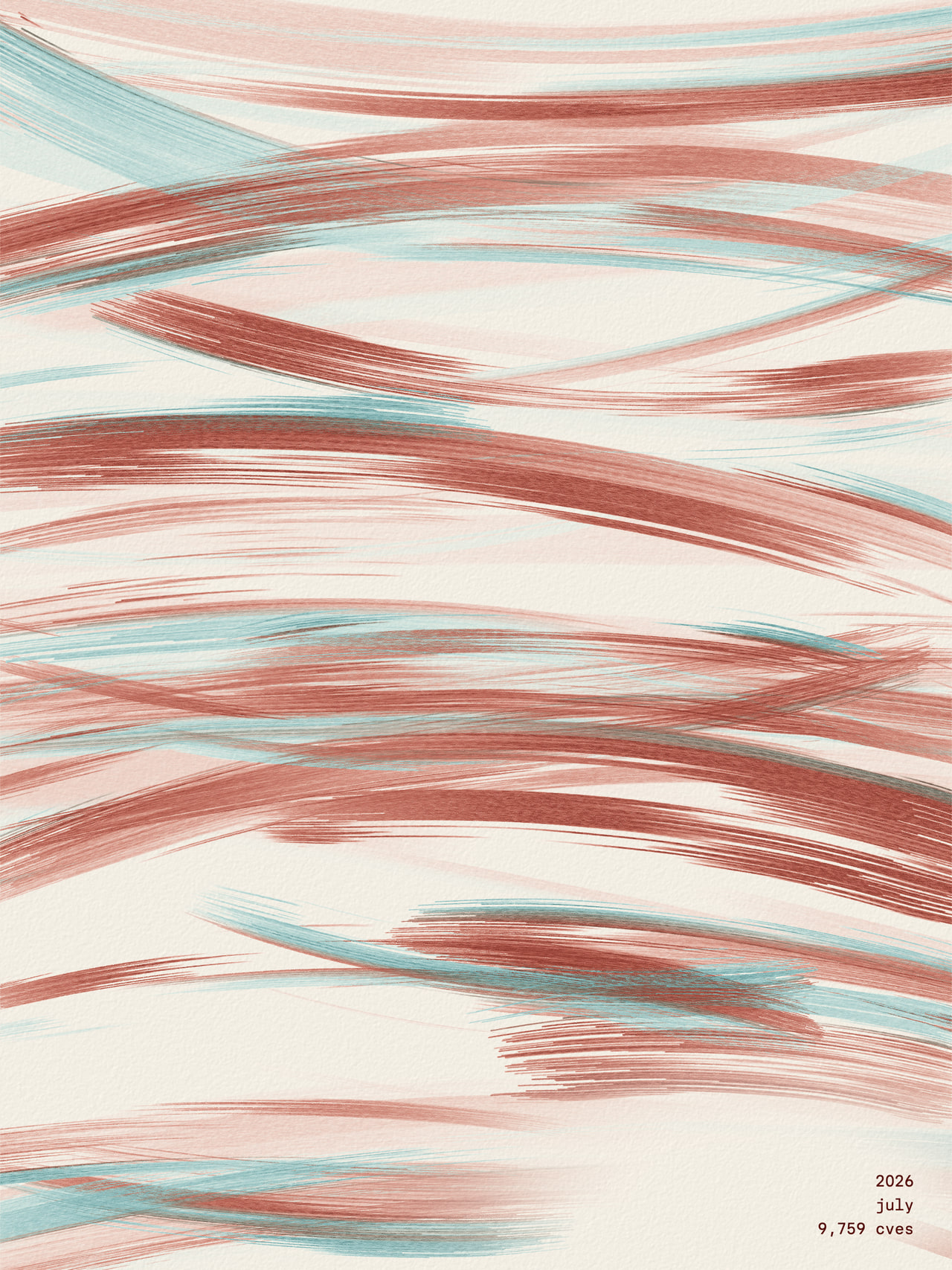 drybrush poster for july 2026, painted from 9,759 published cves