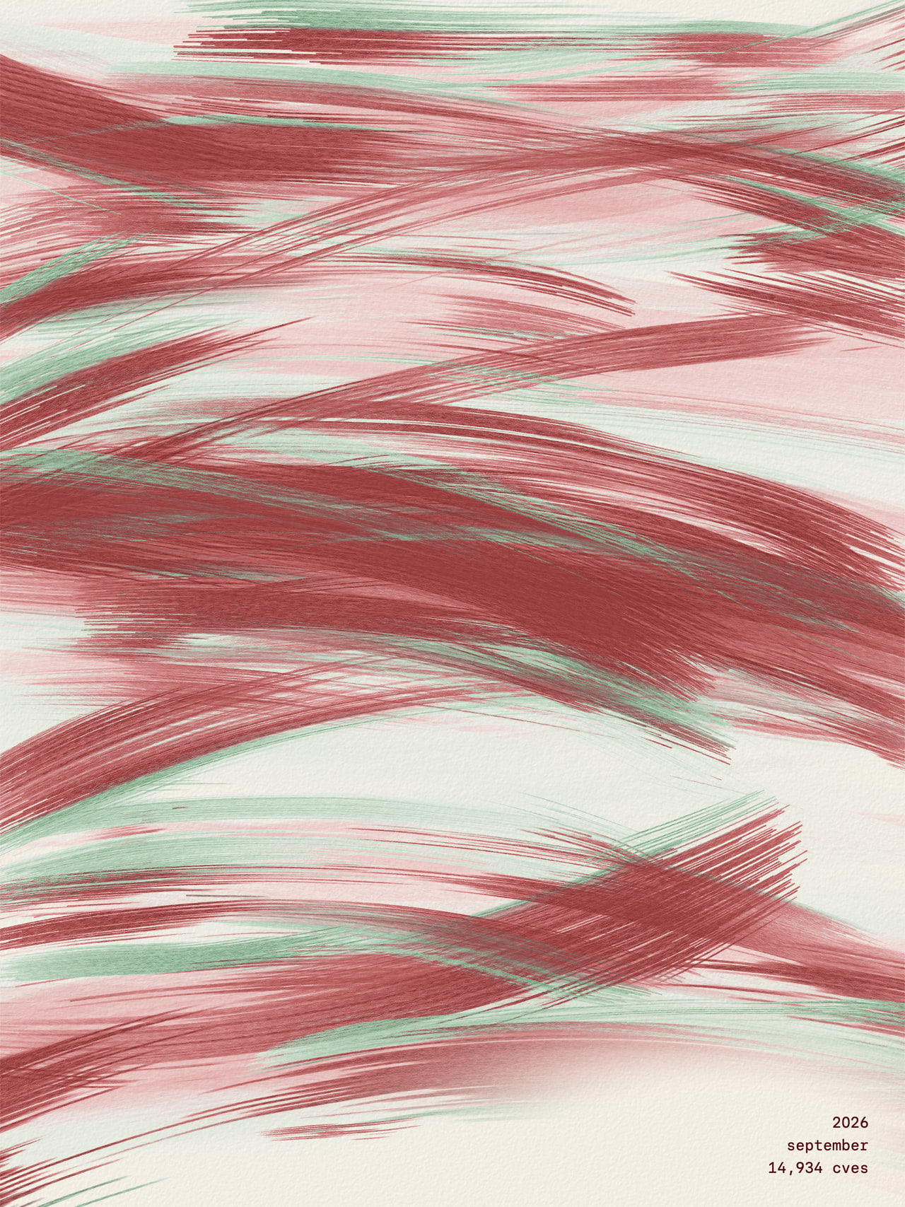 drybrush poster for september 2026, painted from 14,934 published cves