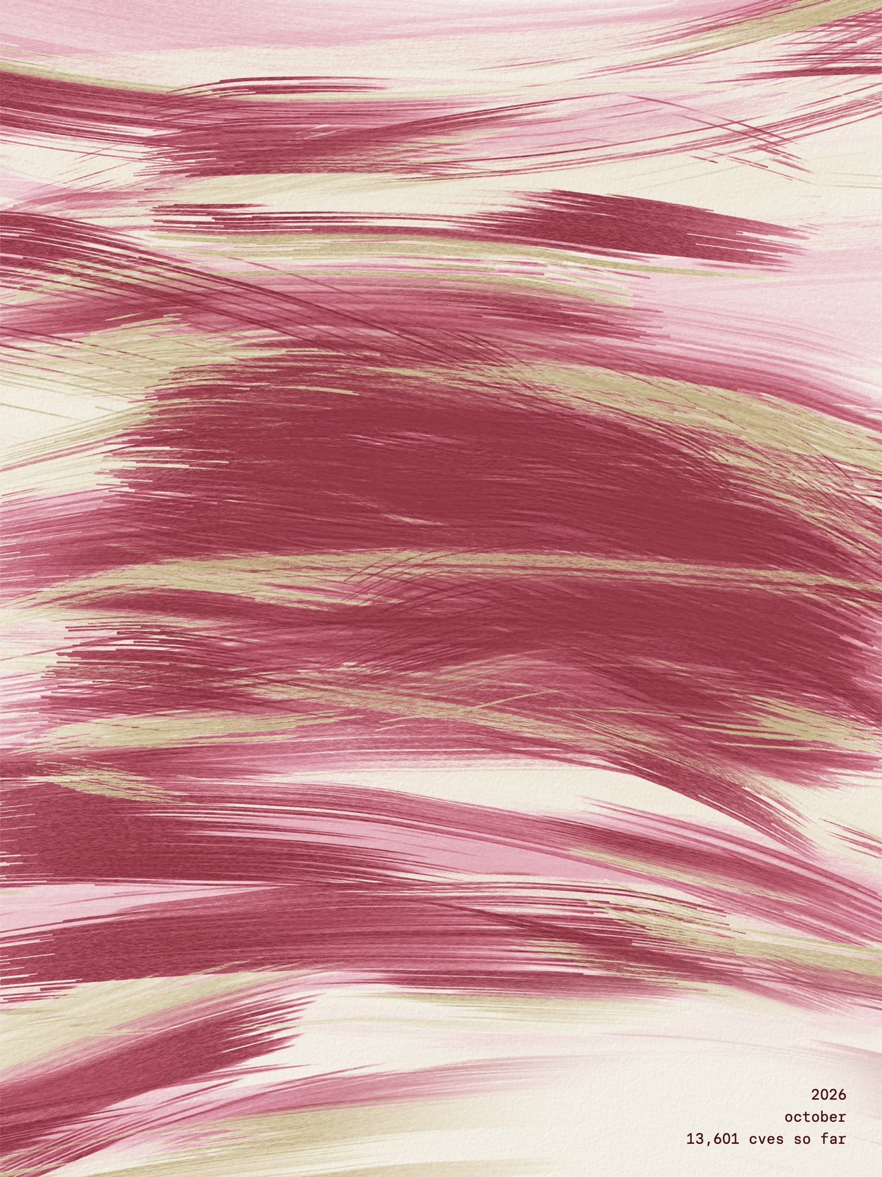 drybrush poster for october 2026, painted from 13,601 published cves